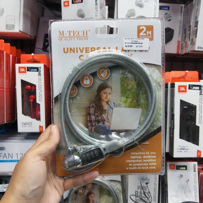 Gambar M-tech kunci pengaman laptop notebook universal cable lock key and pin - PIN 2M dari Click & Go Tokopedia undefined Tokopedia