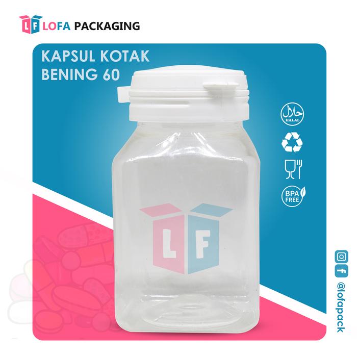 Gambar Botol Kapsul Isi 60 Bulat Bening / Putih atau Kapsul 60 Kotak Bening - Kotak Bening dari Lofa Packaging undefined Tokopedia