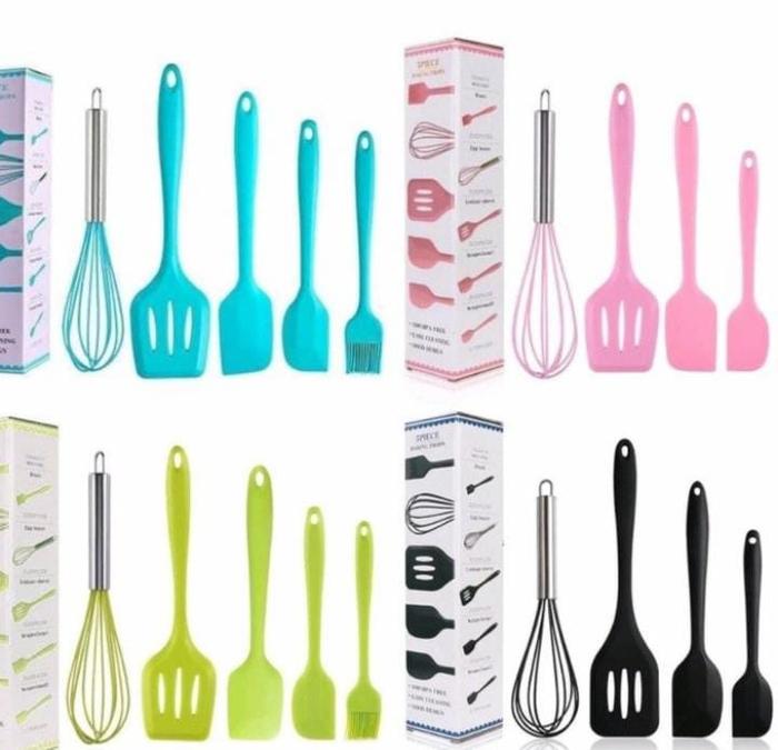 Gambar Spatula Set 5 In 1 silikon Peralatan Tumis Masak Centong sutil tebal - Hijau dari FORTUNATUS TABERNA undefined 5 Tokopedia
