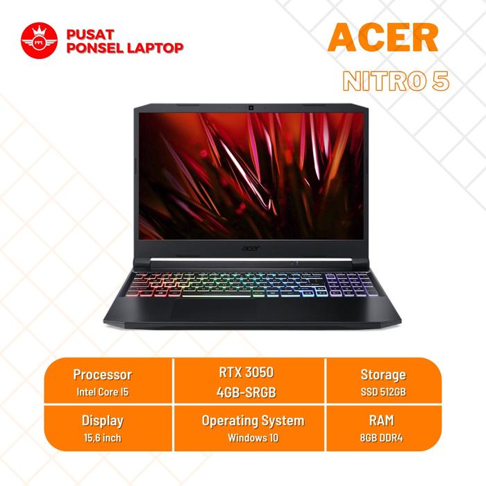Jual acer nitro core i5 rtx 3050 Hitam Kota Palangkaraya
