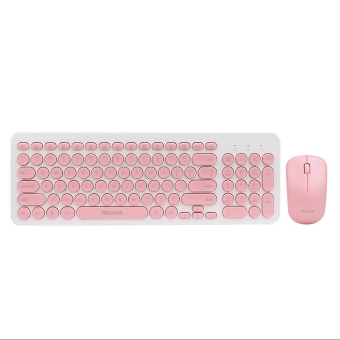 Gambar Rexus KM10 Wireless Keyboard + Mouse Combo Bundle Retro Design - Pink dari Click & Go Tokopedia undefined Tokopedia