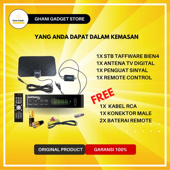 Gambar Paket Set Top Box + Antena + Penguat Sinyal Tv Digital Analog Tabung Original - Bien4+Kabel RCA dari Ghani Gadget Store undefined Tokopedia