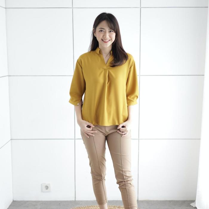 Gambar Blouse Raulo GBMJ Butik - Blouse Wanita Lengan Panjang Korean Style - Kuning dari GBMJ BUTIK undefined Tokopedia