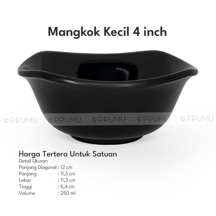 Gambar OBRAL Peralatan Makan Melamin dibawah 20rb - Piring Mangkok Gelas - Bowl 4 Hitam-A2 dari Prumu undefined Tokopedia