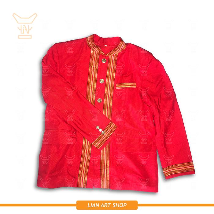 Gambar Jas Tenun Pria Bahan Tenun Pamiring Toraja - Maroon, L dari Lian Art Shop undefined 5 Tokopedia