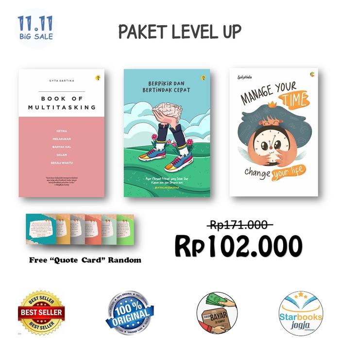 Gambar Paket Motivasi 11.11 Bonus Quote Card Random (Murah Banget) - Level Up dari starbooksjogja undefined Tokopedia