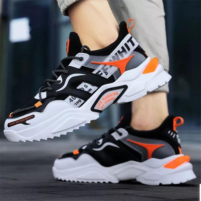 Gambar Sepatu Sneakers Pria Wanita Olahraga Sport Spatu Running Joging Santai - Hitam orange, 41 dari Pamela Sneakers undefined Tokopedia
