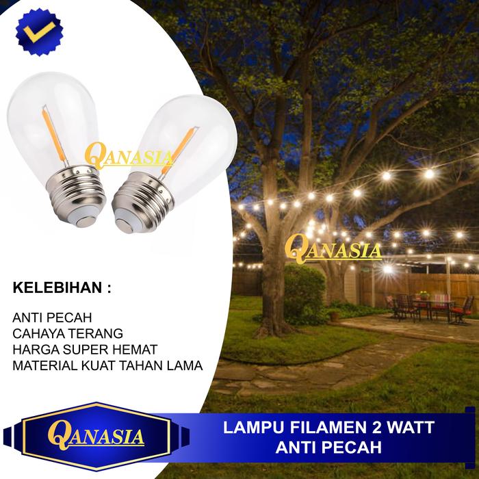 Gambar Lampu Hias LED Filamen Edison Bohlam Dekorasi Taman Rumah Cafe E27 E14 - 2 watt dari Qanasia undefined Tokopedia