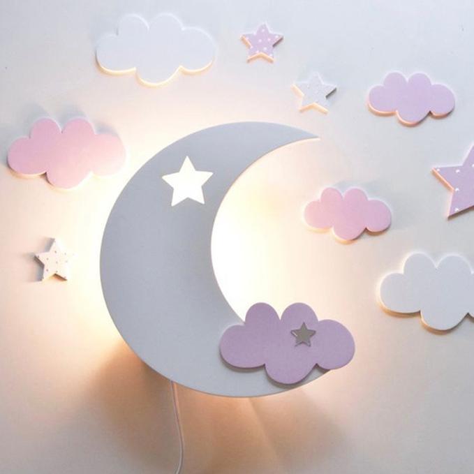 Gambar Lampu Awan Bulan Bintang Hiasan Dinding Lampu Tidur LED Besar - 1, Walldecor saja dari TOKO_RORO undefined Tokopedia