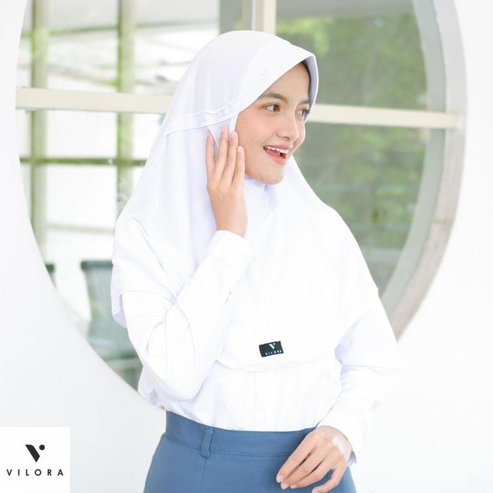 Gambar jilbab sekolah size L original vilora - Putih, M dari VILORA_NEW undefined Tokopedia