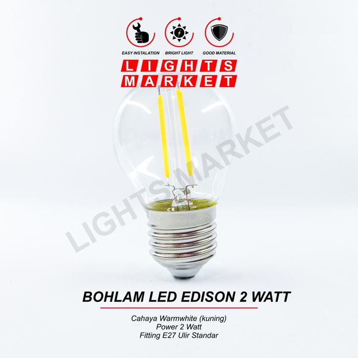 Gambar lampu led filamen edison bohlam lampu hias cafe dekorasi g45 - 2 Watt dari LIGHTS MARKET undefined Tokopedia