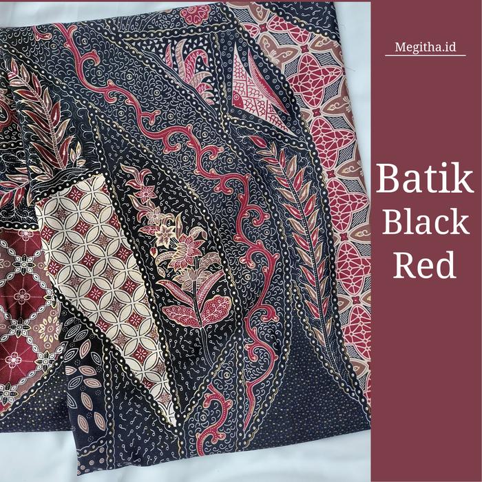 Gambar rok lilit batik | wrap skirt - Black Red, All Size dari megitha.id undefined Tokopedia