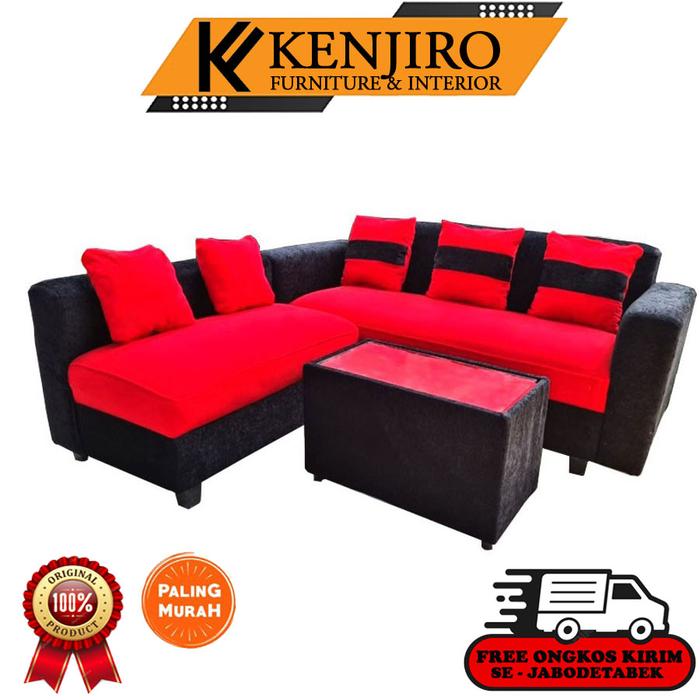 Gambar GRATIS ONGKIR JABODETABEK! Sofa L putus - Sofa Minimalis - Sofa Empuk - Merah Hitam dari Kenjiro Furniture &amp; Interior undefined Tokopedia