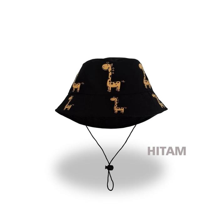 Gambar Topi Bucket hat anak motif jerapah free Bordir nama - Hitam, POLOS dari Toko kia_NEW undefined Tokopedia