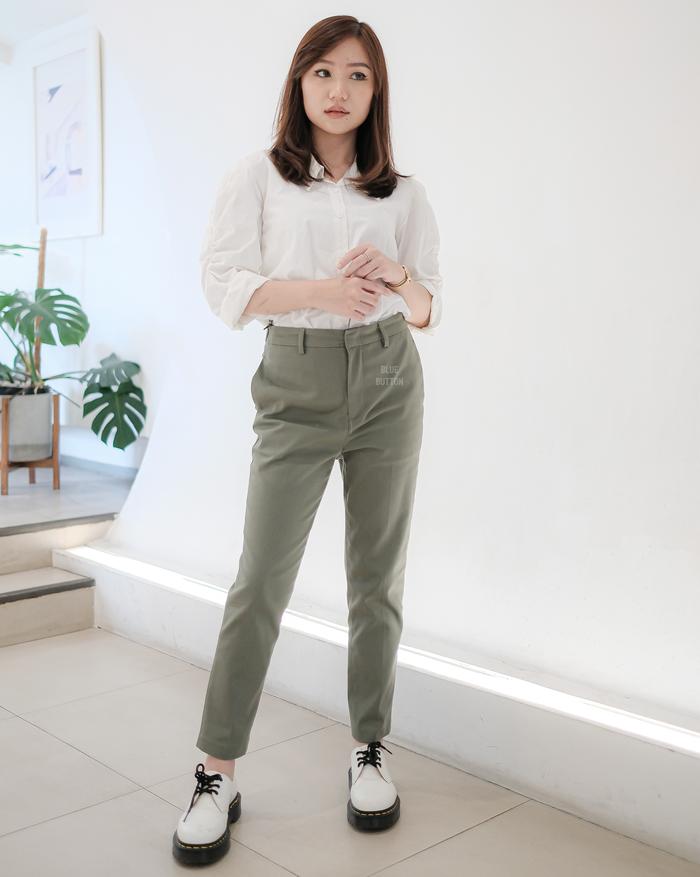 Gambar BlueButton Celana Panjang Chinos Wanita Celana Ankle Pants Wanita - Sage, S ( 28 ) dari BlueButton undefined Tokopedia