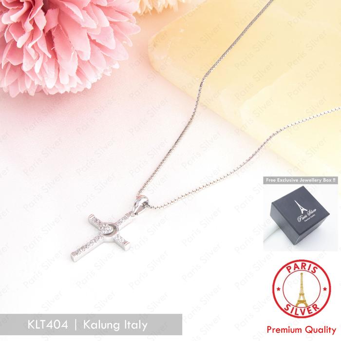 Gambar Kalung Salib Perak Asli Silver 925 Lapis Emas Putih Liontin Salip Cewe - Italy 45cm dari Paris Silver Indonesia undefined Tokopedia