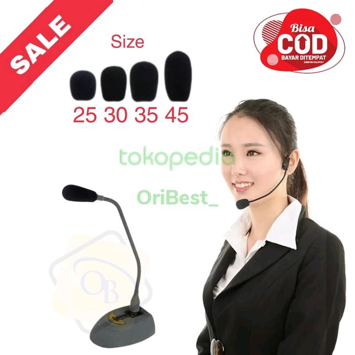 Busa mic headset mikrofon podium spon microphone tebal murah Hitam,  35*25* 10mm