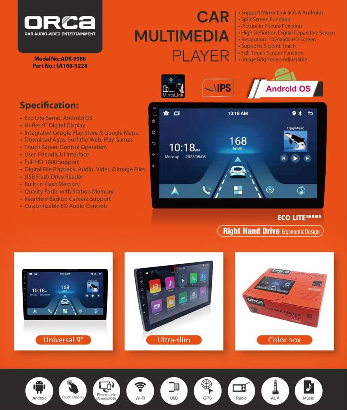 Gambar HEADUNIT ANDROID ORCA FRAME + SOCKET / HEAD UNIT ORCA ANDROID - ECO LITE 10 dari ALVIN AUTO PARTS STORE undefined Tokopedia