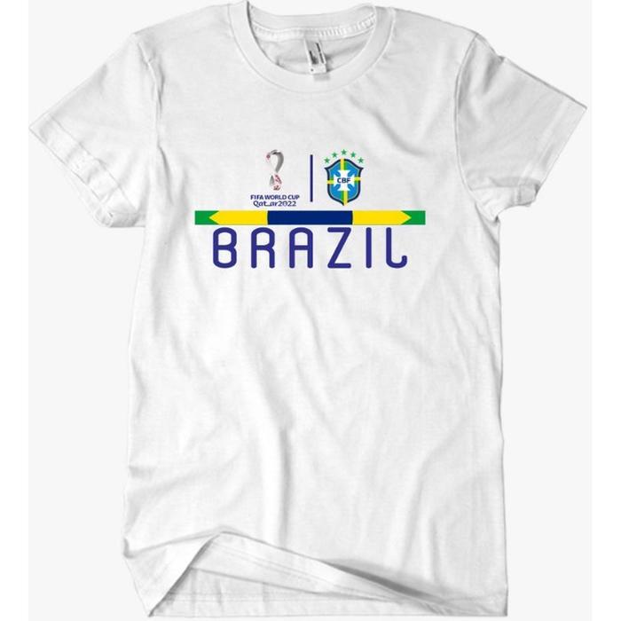 Gambar BAJU KAOS FIFA WORLD CUP QATAR KAOS BRAZIL | COMBED | PIALA DUNIA 2022 - Putih, S dari wilang custom undefined Tokopedia