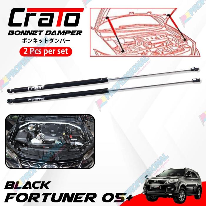 Gambar Aksesoris Shock kap mesin Hood Damper CRATO Fortuner VNT 05-15 Sustec - Hitam dari HS VARIASI Car Accessories undefined Tokopedia