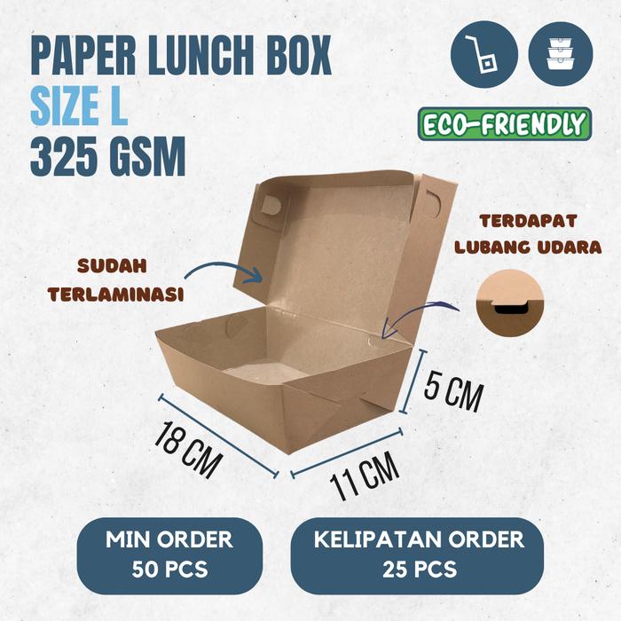 Gambar Paper Lunch Box Kraft S M XL Kotak Makan Cokelat Take Away - L dari Toko Berbaris undefined Tokopedia