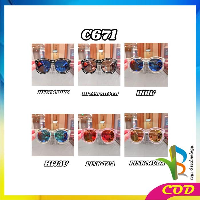 Gambar [COD] RB C671 Fashion Anak Kaca Mata Hitam Trendy Anti UV / Kacamata Kids - C671, Biru dari RB TOYS AND TECHNOLOGY undefined Tokopedia