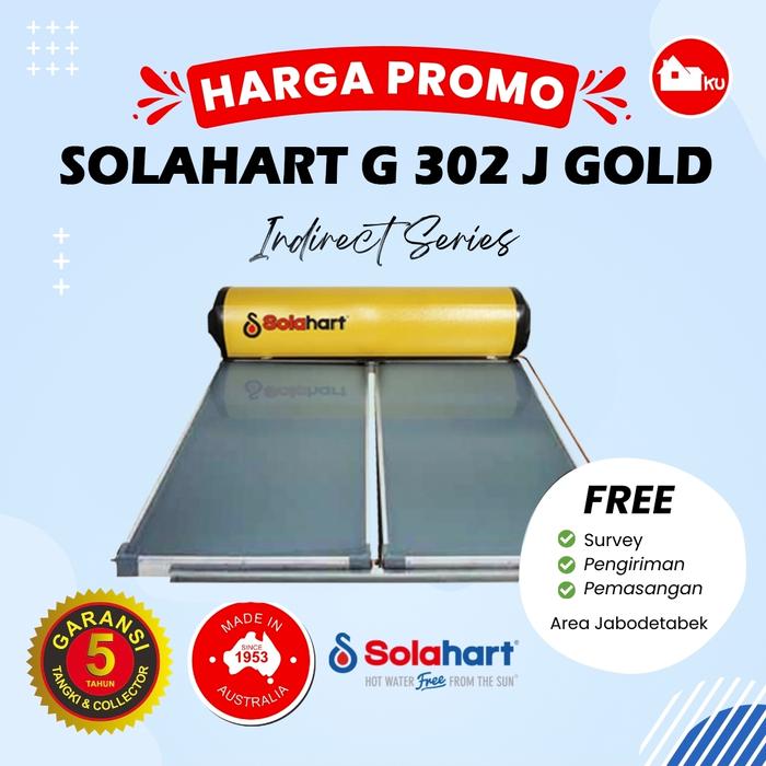 Promo SOLAHART SOLAR WATER HEATER G 302 J / G302J GOLD J INDIRECT Cicil 0%  3x - Jakarta Barat - Rumahku Official | Tokopedia