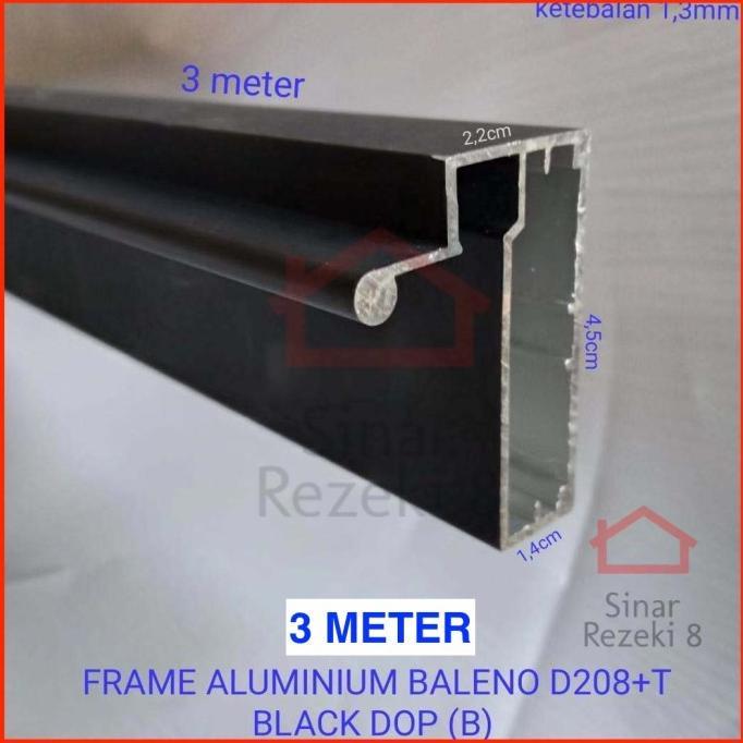 Jual FRAME Aluminium BLACK Kaca Handle Pintu Lemari Kitchen Profil Lis