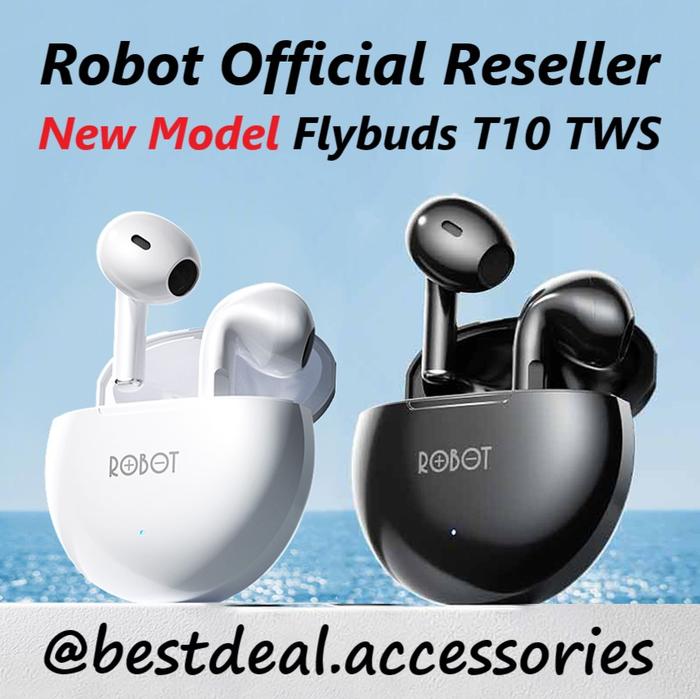 Gambar Robot Airbuds T10 Wireless Bluetooth Earphone TWS (spt Apple Airpods) - FLY T10 Black dari bestdeal_NEW undefined Tokopedia