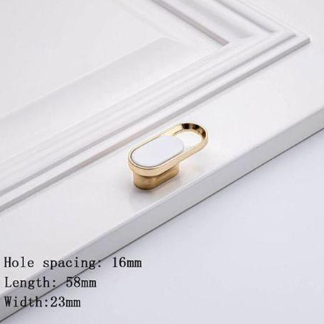 Gambar Gold Handle Laci Meja Rias Dua Warna Cosmo Emas Tarikan Lemari Putih Logam - Knob Oval White dari Woodstock Decor undefined Tokopedia
