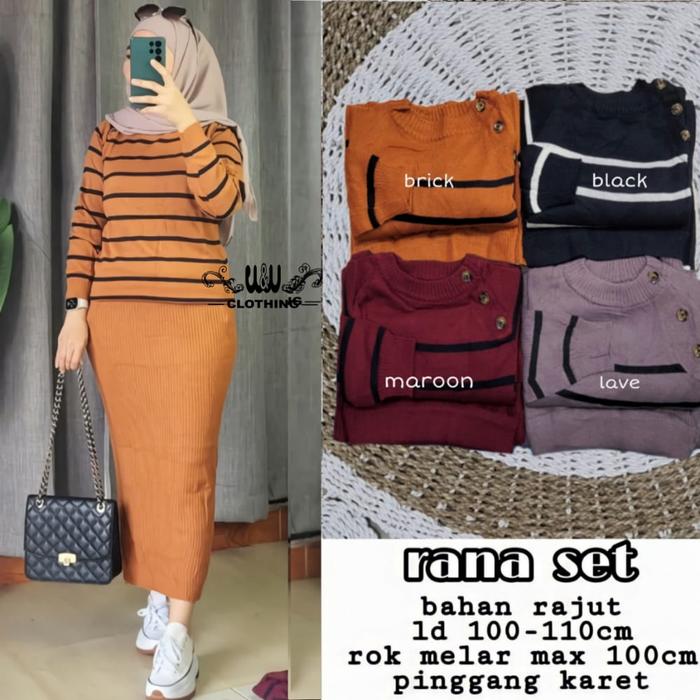 Gambar Baju setelan wanita terbaru rana set jumbo xxl bahan kaos rajut knit - brick, XXL dari Az.Zahra Muslim undefined Tokopedia