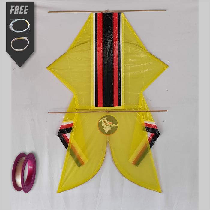 Gambar jual layangan bebean knokdown lebar sayap 110cm + tali & spool v2 - Kuning, 110cm dari balitraditional_kiteshop undefined Tokopedia