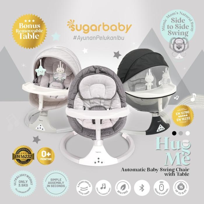 Gambar Sugarbaby HUG ME Automatic Baby Swing Chair with Table - BLACK dari BUNDA MEL undefined Tokopedia
