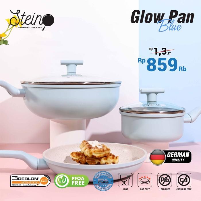 Gambar Stein Cookware Paket Glowpan / Steincookware Glow pan Series Panci Set - Biru Full set dari Doyanmasak.id undefined Tokopedia