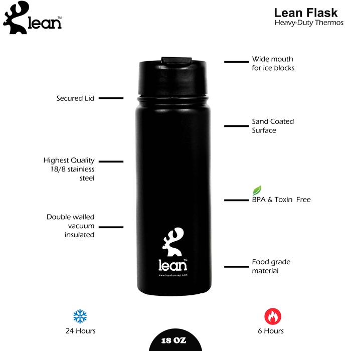 Gambar Lean Flask 18 oz/ 530ml: Termos / Tumbler 24 jam hot/cold bisa custom - Hitam, 18 oz dari Lean Konsep undefined Tokopedia