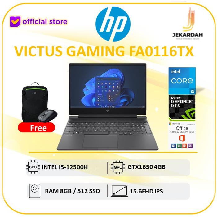 HP VICTUS GAMING 15 GTX1650 4GB I5 12500H 8GB 512SSD W11+OHS LAPTOP di  Laptop Gadget Id Tokopedia