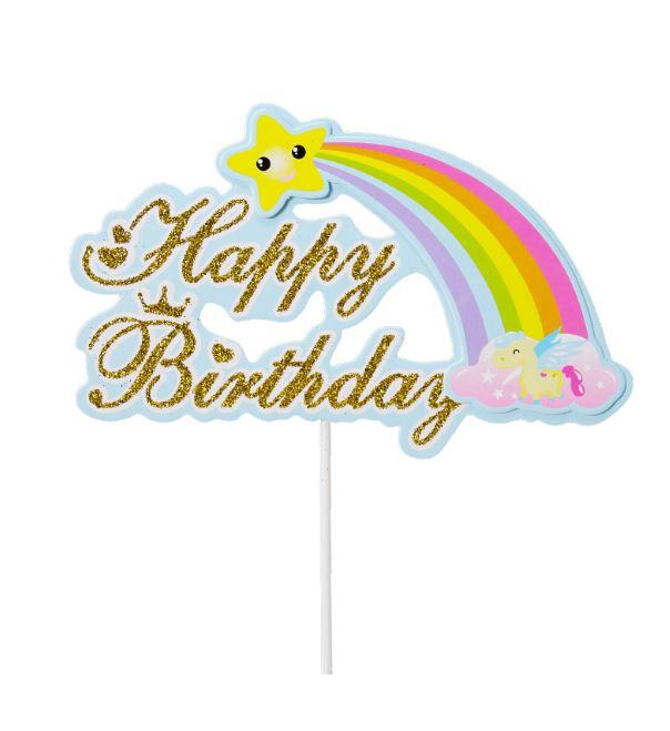Gambar Cake Topper Pita Pastel / Topper HBD / Topper Kue - rainbow blue dari Toko Kikki undefined Tokopedia
