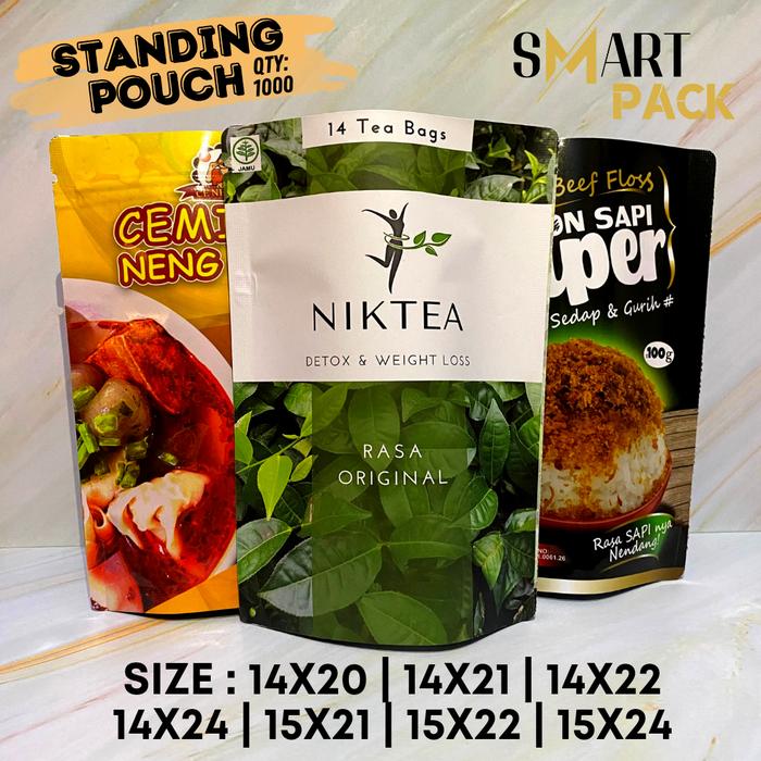 Gambar STANDING POUCH CUSTOM FULL PRINT Qty 1000 pcs CETAK KEMASAN - 15X22, Glossy dari SMART PACK undefined Tokopedia