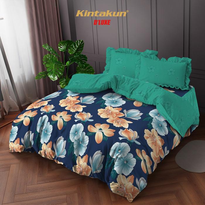 Gambar Kintakun Bedcover Set Rumbai 160 / 180 Clara Bunga Dluxe Microtex Navy Sarung Bantal Guling [KAMAR RUMAHKU] - 160 x 200 dari Kamar Rumahku undefined Tokopedia