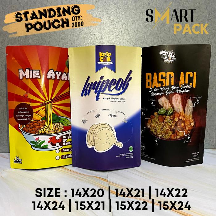 STANDING POUCH CUSTOM FULL PRINT Qty 2000 pcs CETAK KEMASAN 14X20, Doff