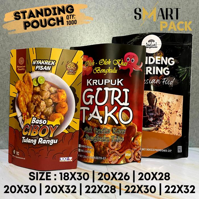 STANDING POUCH CUSTOM FULL PRINTING Qty 1000 pcs 18X30, Doff