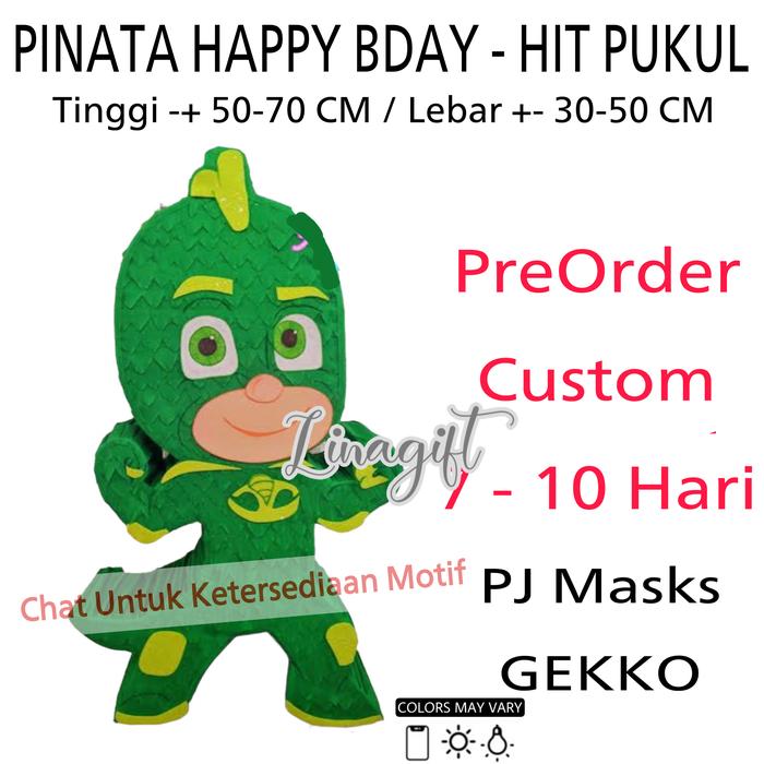 Gambar PINATA ULANG TAHUN PJ MASK CATBOY GEKKO OWLETTE HAPPY BIRTHDAY GRAB - Gekko dari linagifts undefined Tokopedia