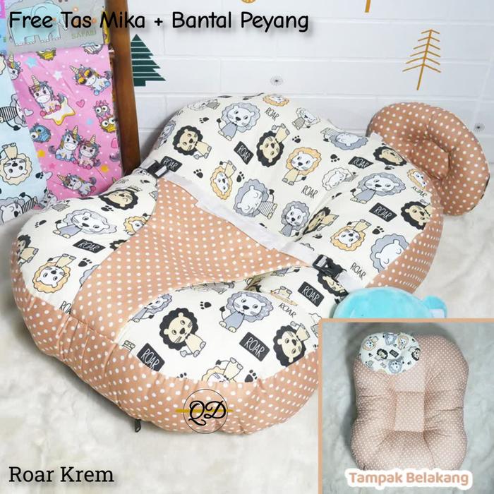 Gambar Sofa Bayi Jumbo / Baby Lounger / Sofa Bayi - Kasur Bayi Free Tas Mika /  Bantal - Roar Krem dari Qhude undefined Tokopedia