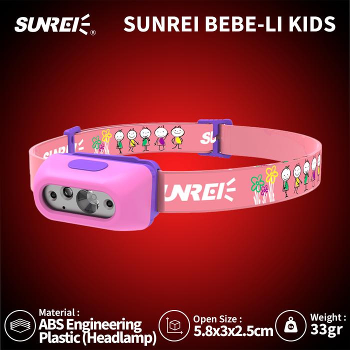 Gambar Lampu Kepala Anak Sunrei Bebe-Li Kids Headlamp Rechargeable Sensor - Pink dari SUNREI undefined Tokopedia