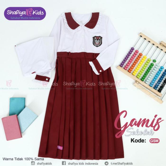 Gambar Baju Seragam Sekolah Gamis SD MI Merah Putih, Putih Hijau & Pramuka - Gamis Saja MP, XL dari gamisanakmuslim undefined Tokopedia