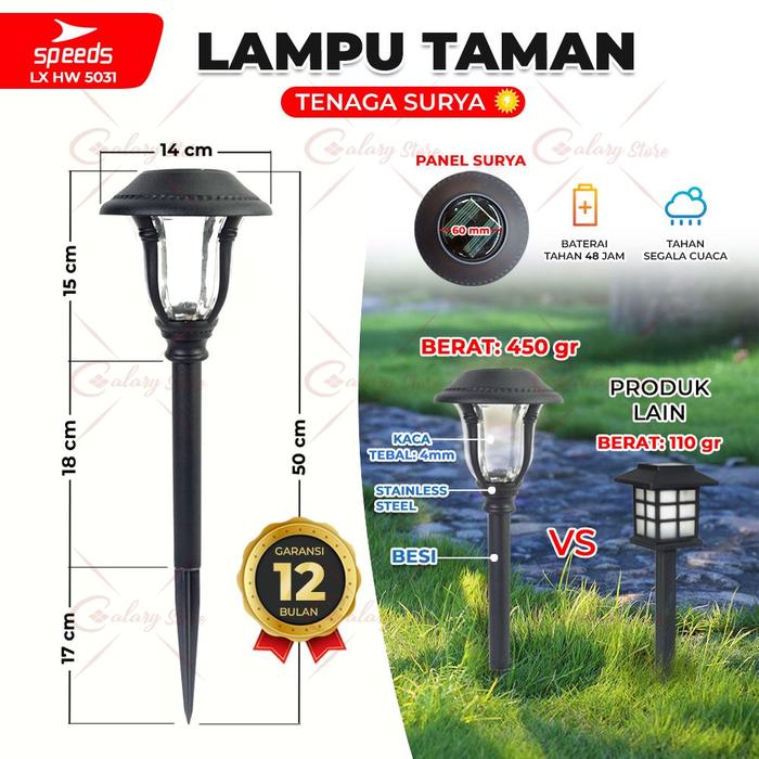 Gambar SPEEDS Lampu Taman Solar Panel Lampu Tenaga Surya Tancap Anti Air Tanpa Kabel Panas Hujan 202-8013 - 5031 dari Calary Toys undefined Tokopedia