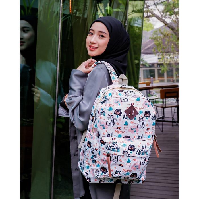 Gambar Tas Ransel Wanita Cewek Backpack Korea Import Fashion Unik Multifungsi - Kucing hitam dari Wonderbag's undefined Tokopedia