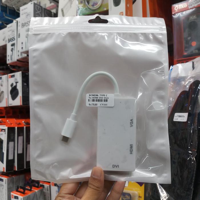 Gambar Converter USB Type C to HDMI VGA DVI USB Connector TypeC 4 port Handphone Laptop - Putih dari Click & Go Tokopedia undefined Tokopedia