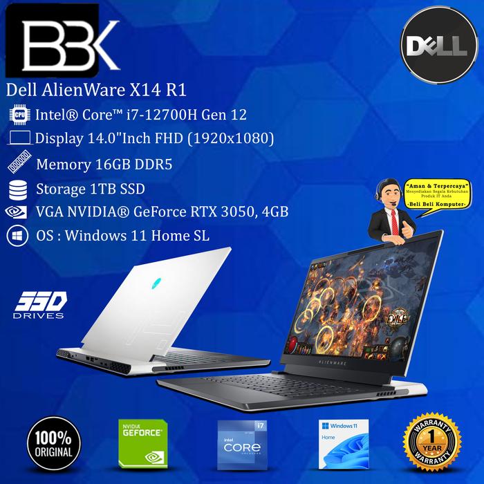 Jual Dell AlienWare X14 R1 Core i7-12700H 16GB 512GB SSD VGA 4GB W11H ...