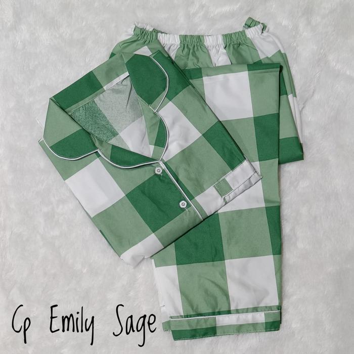 Gambar LAZA Piyama CP Motif Kotak Wanita Lengan Pendek - Emily Sage, M dari LAZA Collection undefined Tokopedia